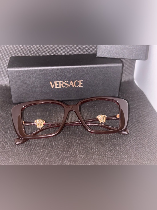 Brand new Versace Burgundy Square Cat-Eye Glasses with Gold Temples